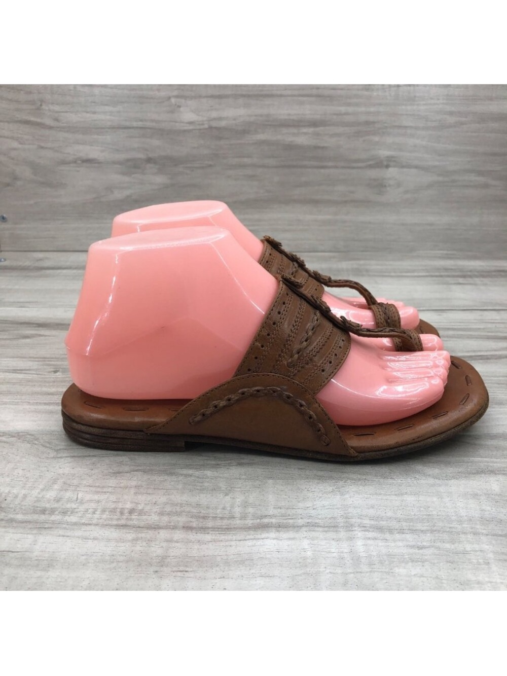 Cole Haan Sandals Womens 6.5 B Resort Brown Leather Slip On Flat Shoes